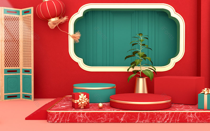 中国风复古C4D立体创意空间艺术背景设计,插画/手绘图,插画/手绘图库,插画/手绘图下载,插画/手绘